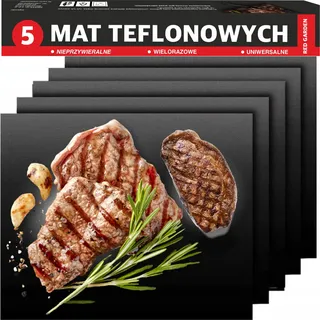 KRUMAD Grillmatte 5er Set – Dauerbackfolie 33×40 cm für Backofen & Gasgrill, antihaft & wiederverwendbar, hitzebeständig bis 260 °C, Backpapier-Ersatz - Schwarz