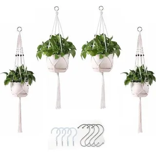 Korb für Blumen - Set von 4 - Pflanzengipfel aus Seil - Indoor- und Outdoor-Dekoration für Blumen - Bunt