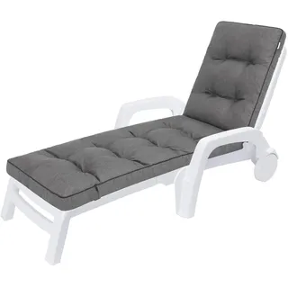 HOBBYGARDEN Auflagen für Deckchair, Liegenauflage, Gartenliege Auflage 201x55x8 cm Bequeme Polsterauflage für Sonnenliege, Rastplatz, Liegestuhl, Kissen in Anthrazit