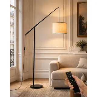 Stehlampe Wohnzimmer Dimmbar Bogenlampe, LED Lampe mit Fernbedienung, 201cm höhenverstellbare Floor Lamp, Helligkeit & Farbtemperatur dimmbar, E27-Leuchtmittel inklusive, Lamps for Living Room
