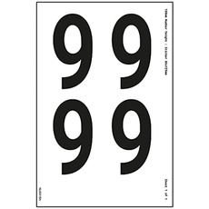 Ein Zahlenblatt – 9 – 18 mm Zahlenhöhe – 300 x 200 mm – selbstklebendes Vinyl