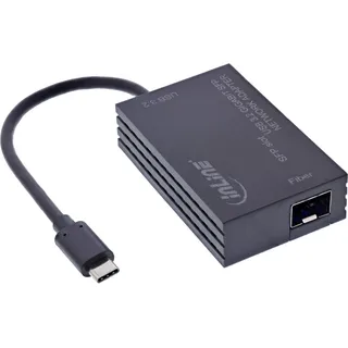 InLine USB-C zu SFP Netzwerkadapter für Glasfaserverbindungen, Gigabit Ethernet, 10/100/1000 Mbps, kompatibel mit Windows, macOS, Linux, 66659M