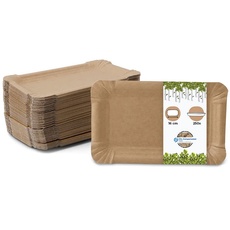 GREENBOX Take Away braune Pappteller 10 x 16 cm I Pappteller aus Duplex-Karton I Einwegteller fettbeständig I recycelbar und biologisch abbaubar I 250 Stück