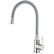 IBERGRIF M22119-9 Einhebel Küchenarmatur, Wasserhahn für Küche mit Grau Flexibler Auslauf, Supersteel, 3/8"