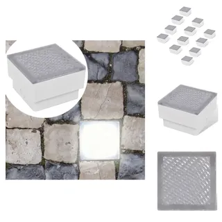 vidaXL LED Bodeneinbaustrahler Außen 12 Stk. 100x100x68 mm - Außenbeleuchtung - Weiß
