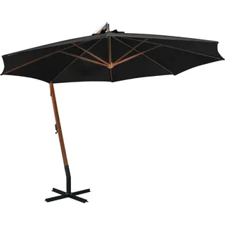 Ampelschirm mit Mast Schwarz 3,5x2,9 m Massivholz Tanne - Schwarz