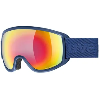 Uvex topic FM sphere Skibrille für Damen und Herren - verzerrungs- & beschlagfrei - verzerrungsfreie Sicht - navy matt, mirror rainbow one size