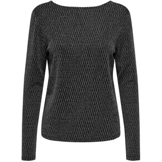 ONLY Damen ONLCAROL L/S 2-Way Glitter Mix JRS Top, Black/Detail:Harlekin Silver, M