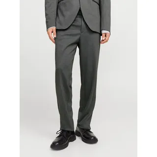 Anzughose JACK & JONES "JPRJAXON Businesshose mit mittlerer Bundhöhe", Herren, Gr. 50, N-Gr, grau (dunkelgrau melange), Web, Obermaterial: 74% Polyester, 22% Viskose, 4% Elasthan, meliert, slim fit normal, Hosen Anzughose, unifarben, modisch, slim fit, Materialmix