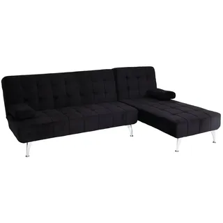 Mendler Schlafsofa HWC-K22, Couch Ecksofa Sofa, Liegefläche links/rechts Schlaffunktion 236cm ~ Samt schwarz