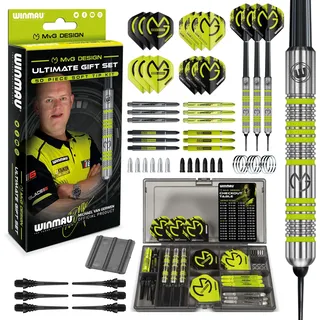 WINMAU - Professioneller Spieler - Michael Van Gerwen MvG Geschenkset - 18g Weiche Spitze - 50-teiliges Profi Darts Set - Enthält 4 x Stiele, 4 x Flüge und Zubehör