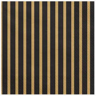 Servietten "Stripe" 20Stk./33x33cm |Schwarz/Gold