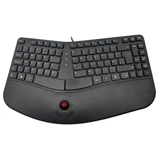 Konturen Split Schlüssel USB Multimedia Tastatur Mit Trackball, Schwarz -