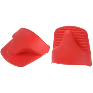 sourcing map 2Stk Silikon Oven Handschuhe Hitzebeständig Mini Topf Halter Silikon Ofenhandschuhe Gummi Griff Mini Backofen Handschuhe Topfhalter Fingerschutz für Küche Kochen Backen Rot