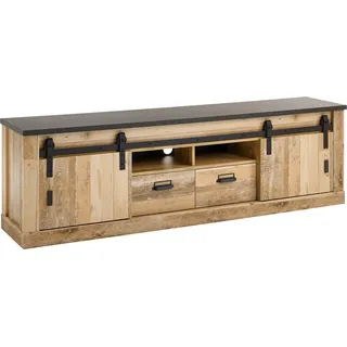 Home Affaire Lowboard »SHERWOOD« modernes Holz Dekor, mit Scheunentorbeschlag aus Metall, Breite 201 cm, braun