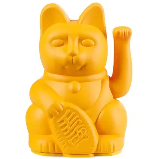 donkey products Lucky Cat Mini | Deep Yellow | Japanische Glücksbringer Winkekatze in dunkelgelb 9,8 cm hoch