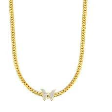 OIDEA Damen Halskette Schmetterling Gold: Dicke Schlangenkette aus Edelstahl 18K Gold mit Weiß Schmetterling Rock Punk Hip Pop Kette Geschenk für Frauen Mädchen