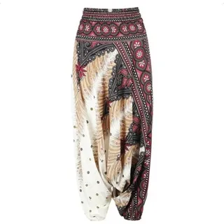 Jumada's - Yogahose - Locker sitzende Hose - Baggy Boho - Haremshose - Bequem - Braun/Mehrfarbig - Größe M