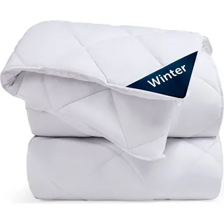 Blumtal Winterdecke 200x200 cm - extra dicke Winter Decke - Steppdecke Winter - Bettdecke Winter 200x200 - Steppbettdecke 200x200 - Weiß