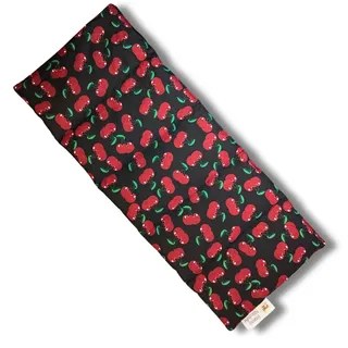 Franzis Nähstube 50x20cm Traubenkernkissen Kirsche schwarz in 100% Baumwolle I Körnerkissen Traubenkern 50x20 für Mikrowelle I Wärmekissen, Traubenker