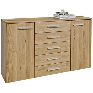 Dieter Knoll Sideboard , Eichefarben , Metall , Eiche , teilmassiv , 2 Fächer , 5 Schubladen , 141x86x36 cm , Typenauswahl, Beimöbel erhältlich, stehend, in verschiedenen Holzarten erhältlich , Holzmöbel, Kommoden Holz, Sideboards Holz