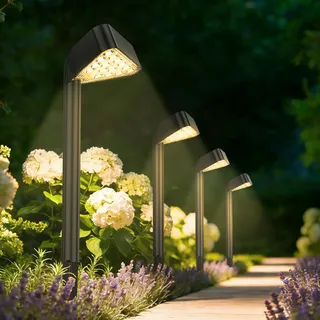 Solarlampen für Außen Garten 8X15 LEDs Helle Solarleuchten Garten Winterfest, 12-14H Längere Arbeitzeit, IP65 Wasserdicht Gartenleuchten Solar Deko für Rasen, Terrasse, Hof, Gehweg, Geschenke