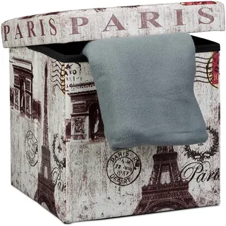 Relaxdays Sitzhocker 38 x 38 x 38 cm Kunstleder Paris