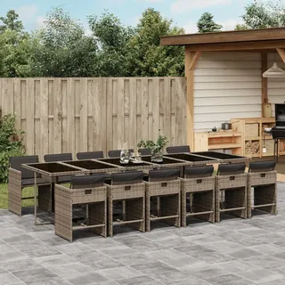 Praktischen Gartenmöbel Set Balkonmöbel-Set 13-tlg. Garten-Essgruppe mit Kissen Grau Poly Rattan - Gartenmöbelgarnituren ,design Möbel 4308930 6parcel - Grau