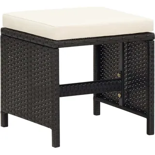 vidaXL Gartenhocker 4 Stk. mit Kissen Schwarz Poly Rattan - Schwarz