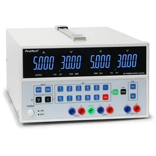 Peaktech P 6075 – Liniear geregeltes Labornetzteil 0-30V / 0-6A DC – Professionelles Labornetzgerät mit LED-Display – Labor Netzteil mit 2 Ausgängen und USB-Anschluss