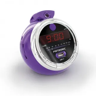 Metronic Radiowecker Uhr Ab Nachttisch Mit Vorsprung Fm USB Display Violett