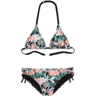 Chiemsee Triangel-Bikini mit floralem Design, schwarz, bedruckt