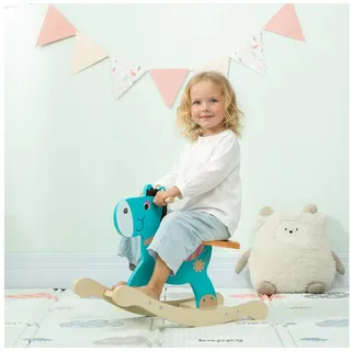 aiyaplay Schaukelpferd Holz, Kinder Schaukeltier mit Haltegriffen Schaukeltier Esel für Kinder von 2-5 Jahren Blaugrün - Grün