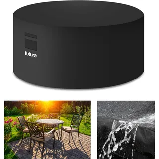 Futura Hochwertige, runde Gartenmöbelabdeckungen, wasserdicht, 190 x 80 cm, robustes 600D-Oxford-Gewebe, für Outdoor-Tisch, Terrasse und Rattan, Gartenmöbelabdeckungen, PVC-gefüttert, Lüftungsschlitze