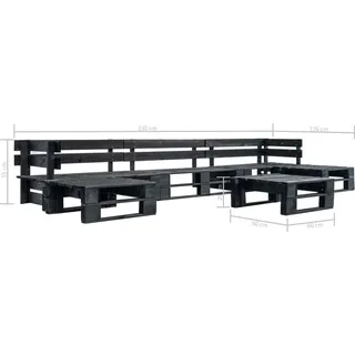 vidaXL Garten-Paletten-Sofagarnitur Loungeset schwarz