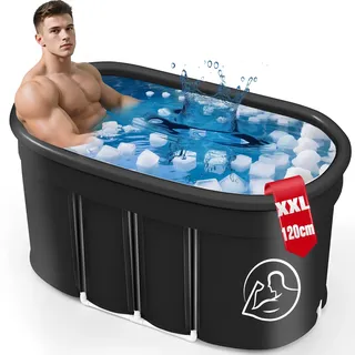ASDSED Eisbad XXL, Faltbare Badewanne Erwachsene(120cm Ø), Eistonne Eisbaden Outdoor mit Staubschutzabdeckung, Faltbare Badewanne Erwachsene, Eisbaden Tonne für Recovery und Kaltwassertherapie