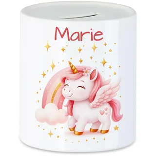 Kiddle-Design Einhorn Spardose Kinder Personalisiert mit Name - Sparbüchse als Geldgeschenk - Sparschwein mit Einhorn-Motiv als Wunscherfüller & Geschenk