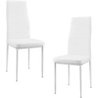 [en.casa] Esszimmerstuhl Kunst-Leder weiß 2er Set