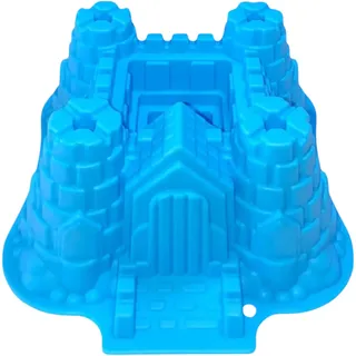 GMMH Silikonbackform Burg Schloss Form (Hellblau), Antihaft Kuchenform Kuchen Backform Brotbackform Obstbodenform