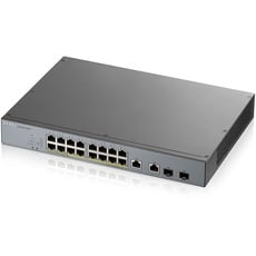 Bild GS1350 Desktop Gigabit Smart Switch, 16x RJ-45, 2x RJ-45/SFP, PoLRE/PoE+ (GS1350-18HP)