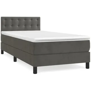 vidaXL Boxspringbett mit Matratze Dunkelgrau 100x200 cm Samt1398180