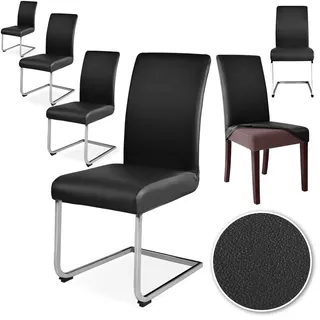 Alishomtll Stretch PU Stuhlhussen 6er Set Kunstleder Stuhlbezug Schwingstuhl wasserdicht Elastische Esszimmer Universell Waschbarer Stuhlbezüge für Küche Restaurant Hotel Hochzeit (Schwarz, 6 Stück)