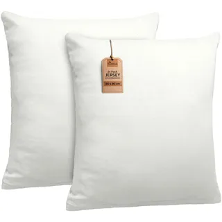 NatureMark 2er Set Jersey Kissenbezüge – Elastisch, weich, atmungsaktiv und hautfreundlich – Waschbare Kissenhülle - 80x80 – Natur/Creme