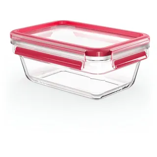 Emsa Clip & Close Glas rechteckig rot 0,85 l 2-tlg.