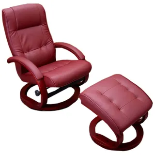 Mendler Fernsehsessel Relaxsessel Sessel Pescatori, Kunstleder, mit Hocker - bordeaux