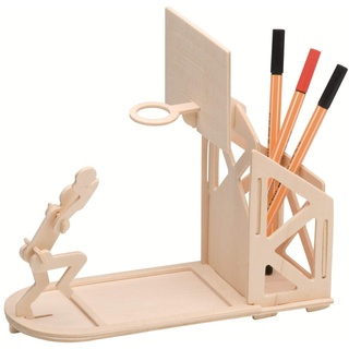 Peter Bausch GmbH & Co. KG Pebaro 840/3 Holzbausatz Stiftehalter Basketball, 3D Puzzle, Modellbausatz, Basteln mit Holz, Holzpuzzle, vorgestanzte Holzplatte, ausbrechen, zusammenstecken, fertig, Geschenkidee