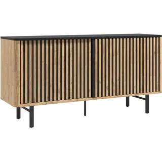 Landscape Sideboard , Schwarz, Akaziefarben , Holz , Akazie , teilmassiv , 1 Fächer , 160x80.5x45 cm , Beimöbel erhältlich , Wohnzimmer, Wohnwände, Wohnwand-Serien