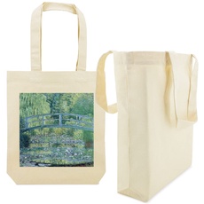 My Custom Style Shopper Tasche aus Baumwolle Canvas 300 g. #Arte-Teich der Seerosen Monet# 38 x 42 x 8 cm+Tasche mit Griffen 50 cm.