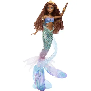 Mattel Disney Arielle, die Meerjungfrau Deluxe-Meerjungfrauenpuppe mit Haarperlen (HNF42)