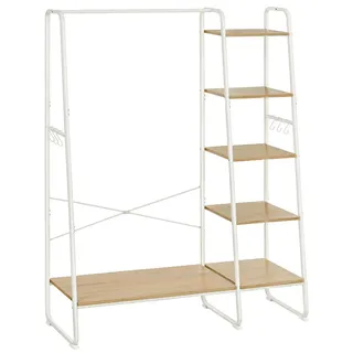 Mid.you Kleiderständer , Weiß, Eichefarben , Metall, Holzwerkstoff , 120x160x45 cm , Schuhablage , Garderobe, Garderobenständer